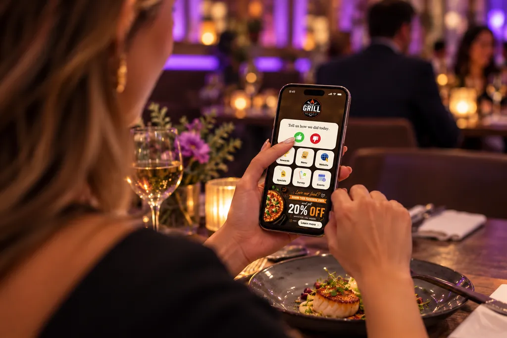 A guest tapping thumbs up on the restaurant's Money Page
