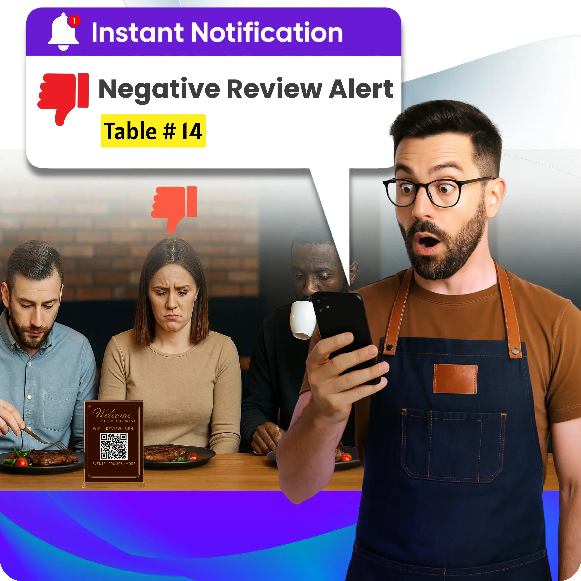 Negative review alert notification