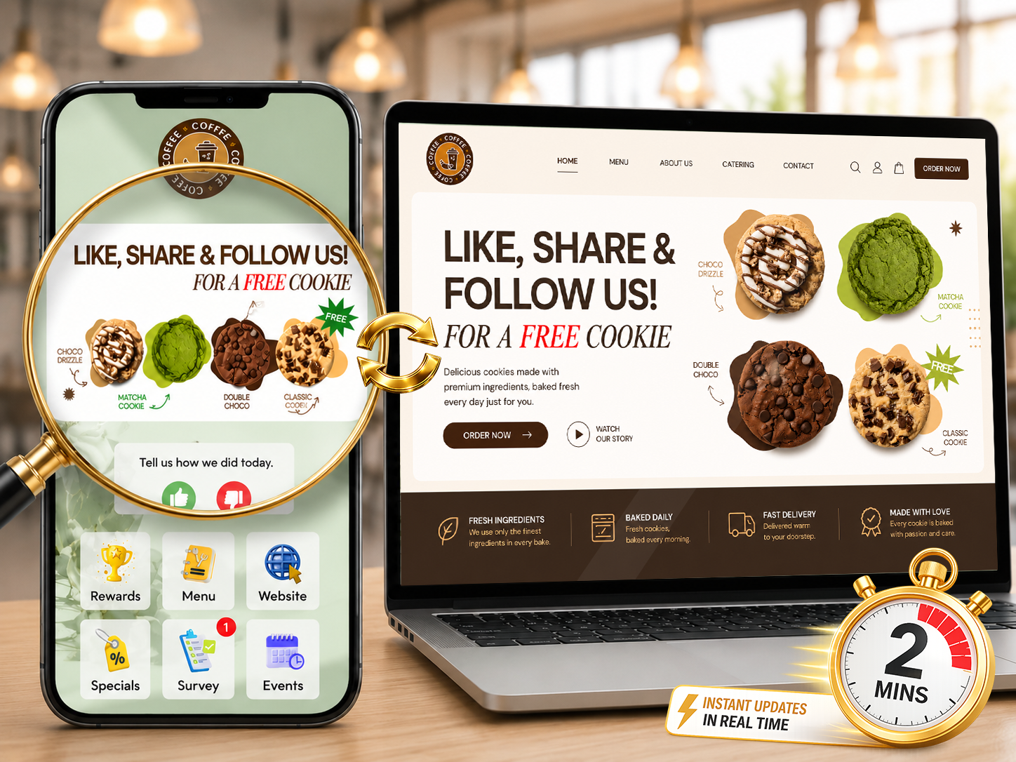 Update once and show everywhere across restaurant marketing channels