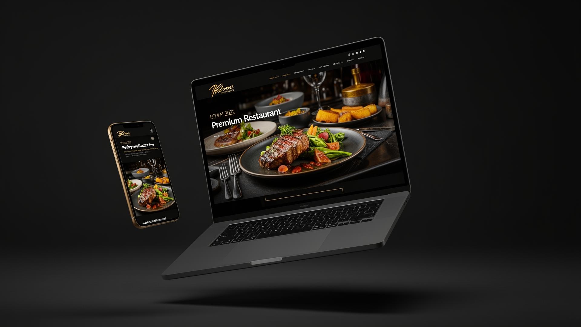 Restaurant website on laptop and phone